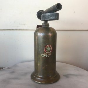 Vintage The Lenk Mfg Co Alcohol Blowtorch Blow Torch Newton MA Brass, 7&quot; Tall