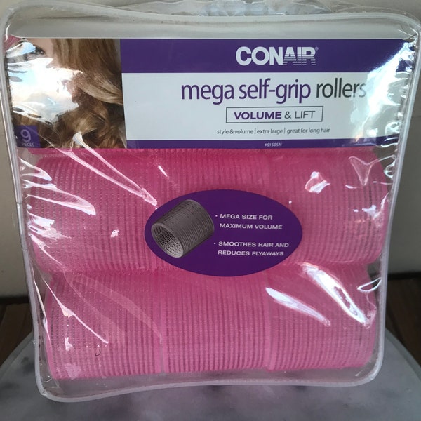 Conair Self Grip Extra Large Hair Rollers 9 pack Voluminous Curls 2 .5 in.