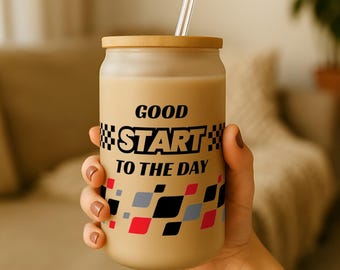 Good Start to the Day Racing Glass Tumbler | 16oz Racing Sipper Cup