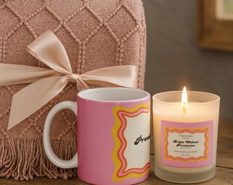 Cozy Gift Set – Tassel Blanket, Soy Candle & Ceramic Mug