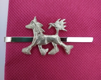 Chinese crested tie clip silver