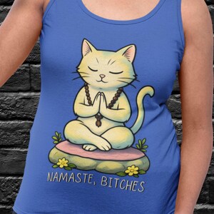 Cat Meditation Yoga Top, Cute Tank Top for Yogi, Hilarious Cat Workout Tank
