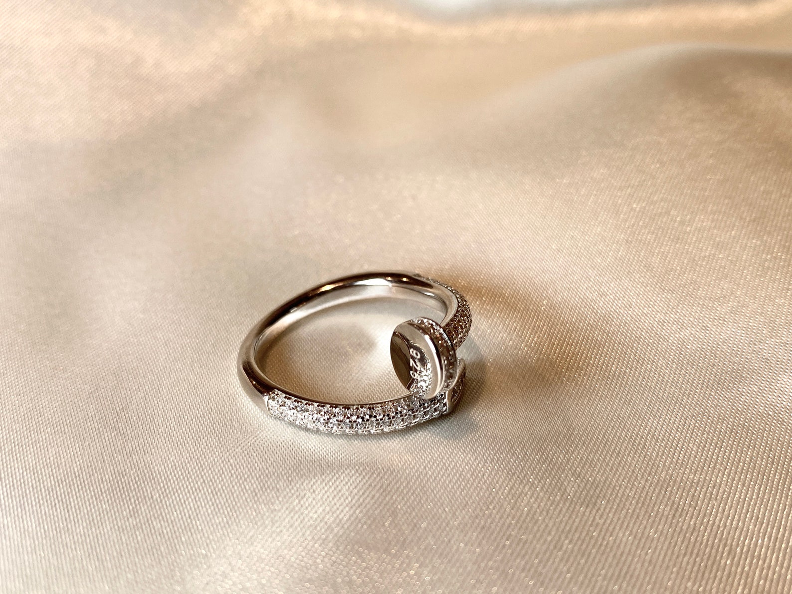 925 Sterling Silver Nail Ring Diamond Spiral Ring CZ | Etsy