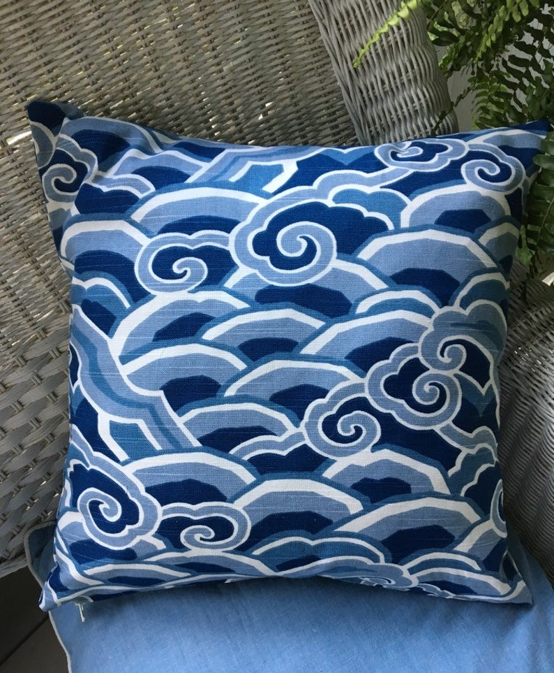 Blue and White Modern Throw Pillow Coastal Home Decor Boho Etsy