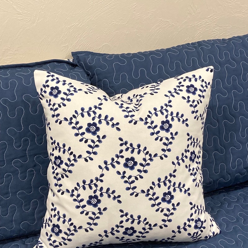 Blue and White Pillow - Etsy