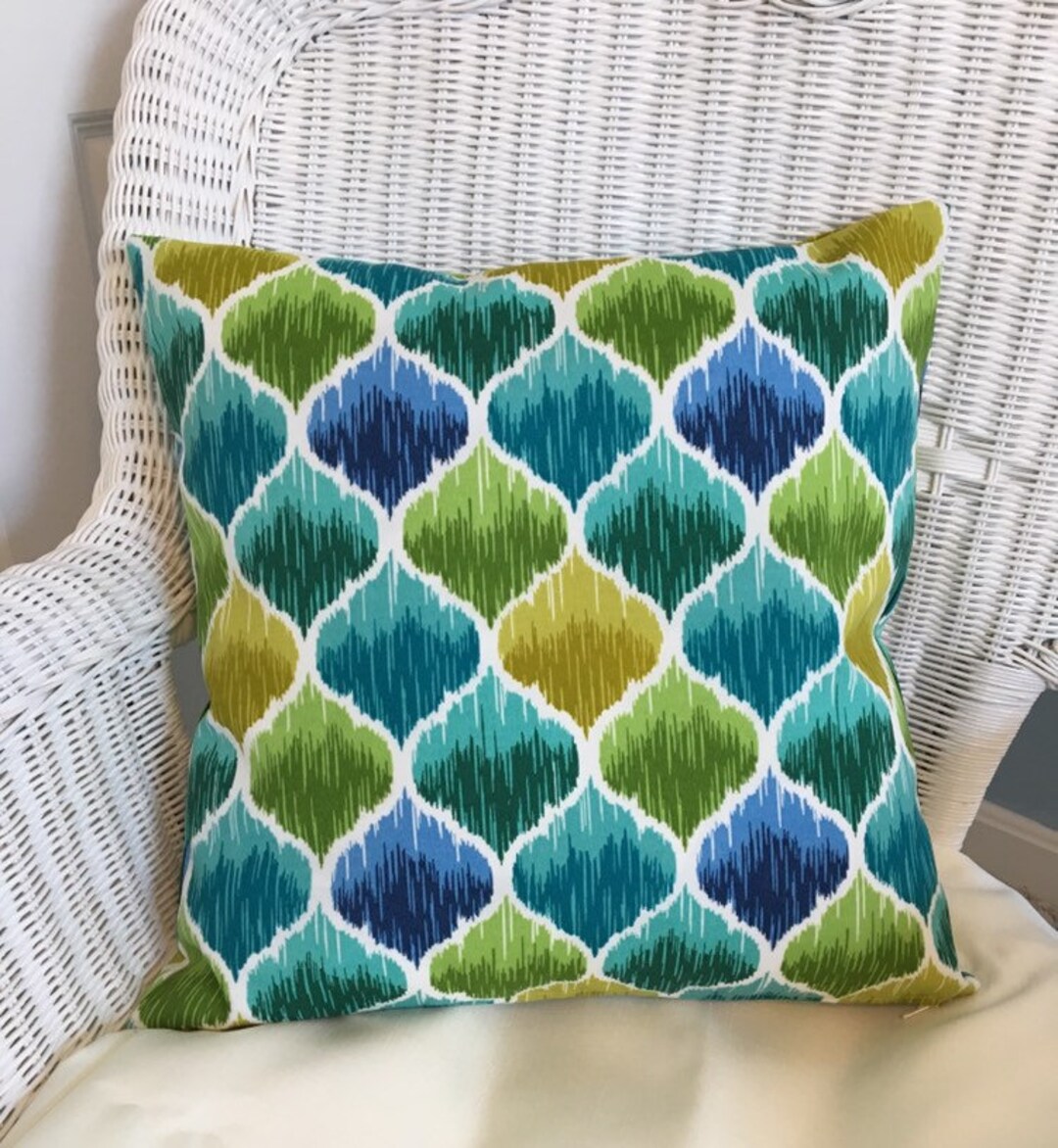 Turquoise Green Blue Outdoor Pillow Cover Solarium Colorful Etsy