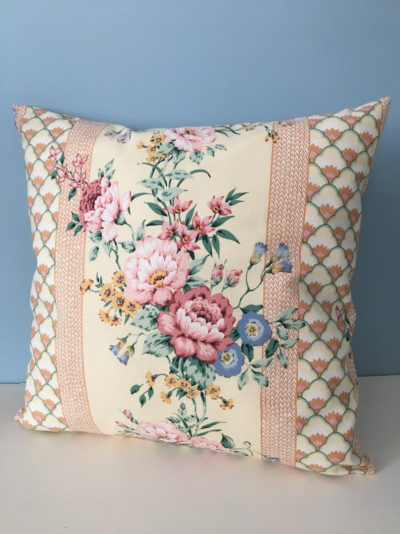 Vintage cottage chic throw pillow cover Cabbage roses Etsy