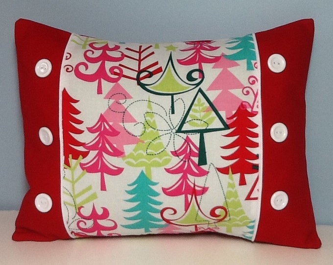 Christmas Pillow. Holiday Throw Pillow Cover. Colorful Christmas Accent