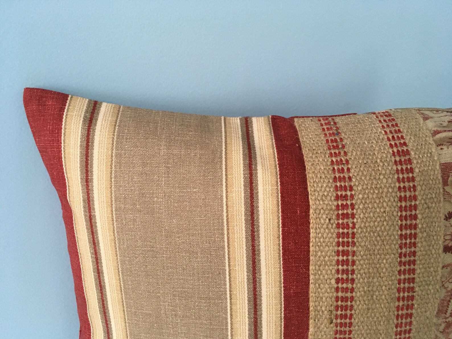 French Country Pillow Cover. Country Cottage. Red Rust Tan. Etsy