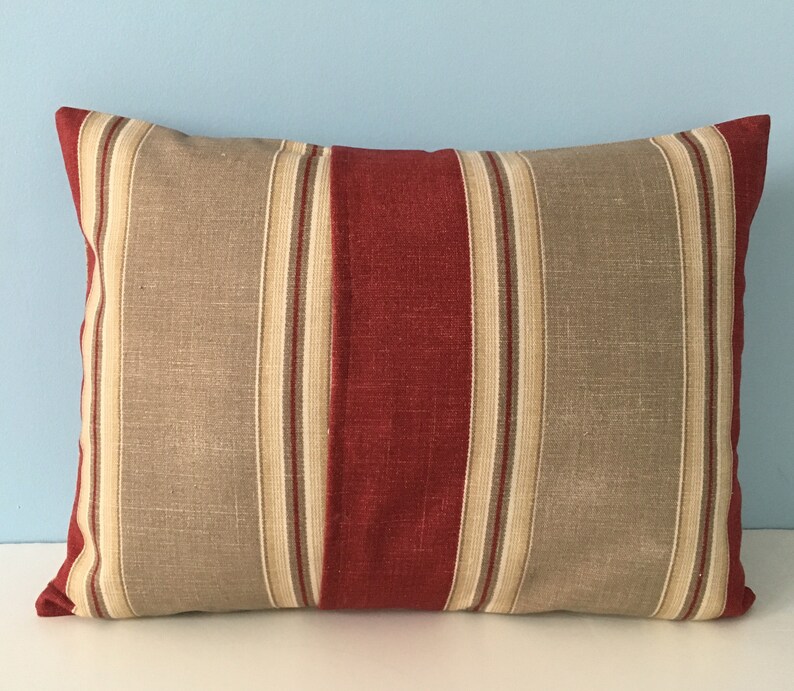 French country pillow cover. Country cottage. Red rust tan. Etsy