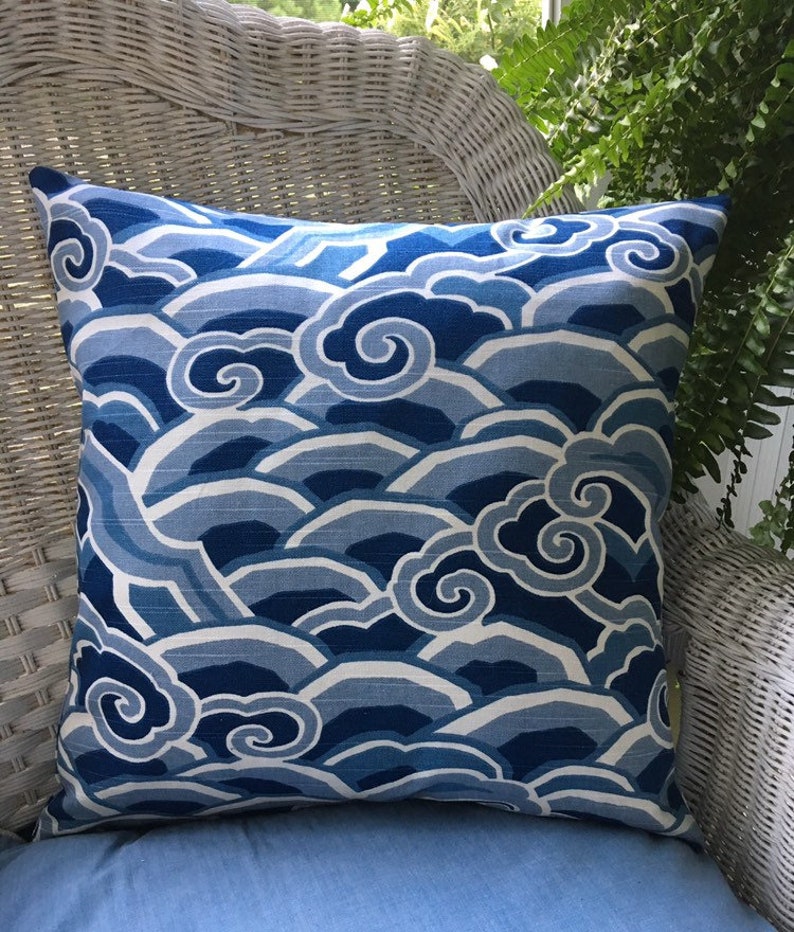 Blue and White Modern Throw Pillow Coastal Home Decor Boho Etsy