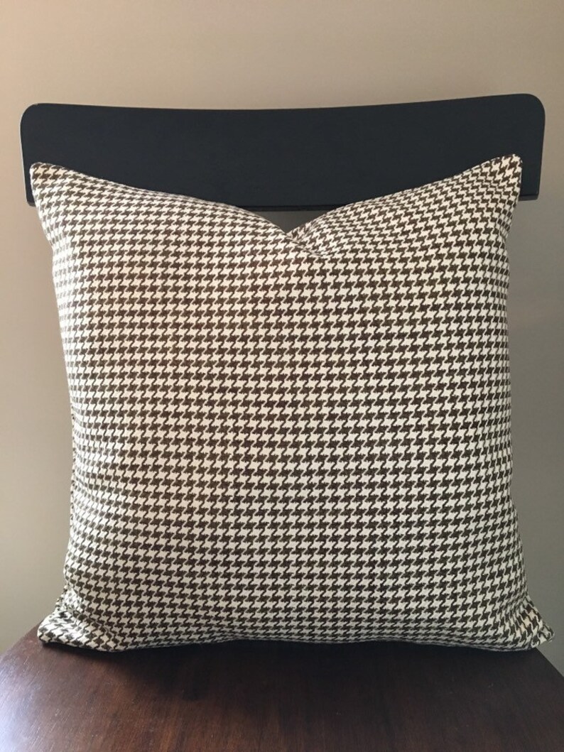 Houndstooth Throw Pillow Cover Brown Off White Modern Sofa Etsy