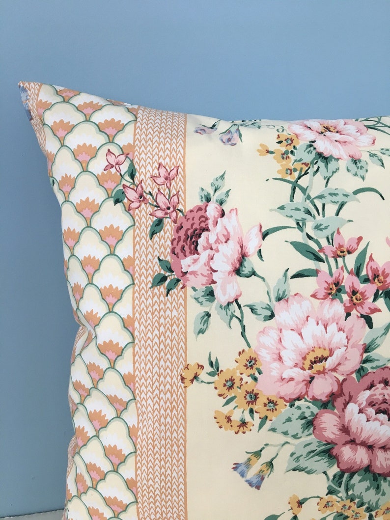 Vintage cottage chic throw pillow cover Cabbage roses Etsy