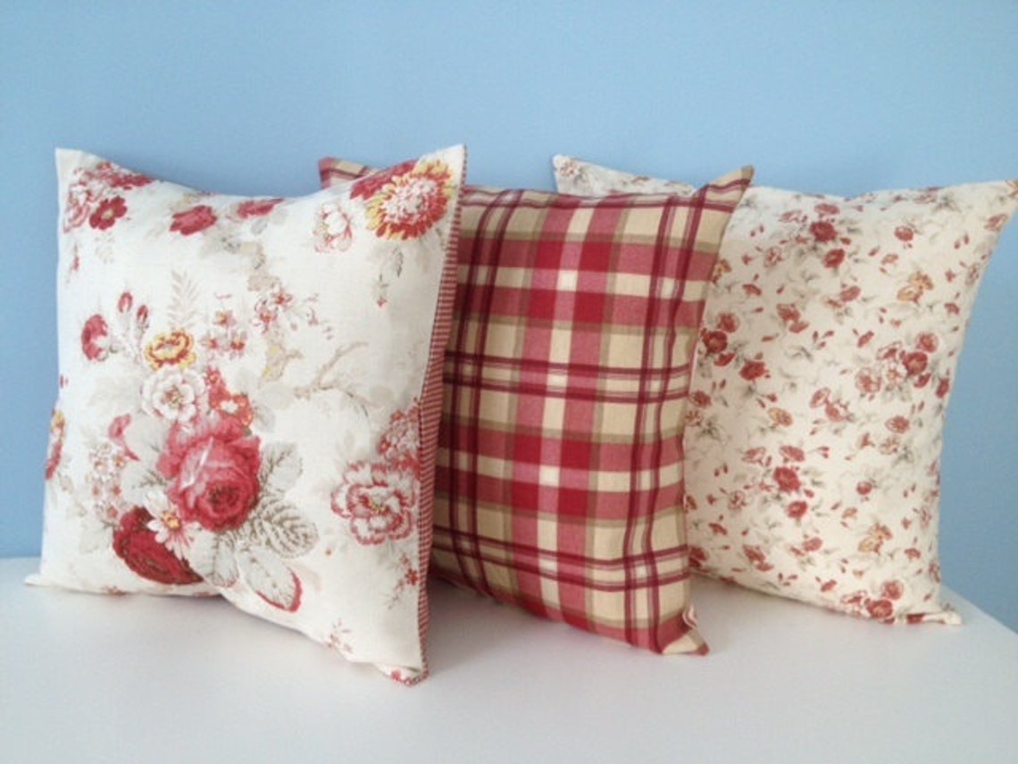 Waverly Norfolk Rose pillow cover. Shabby cottage chic throw Etsy