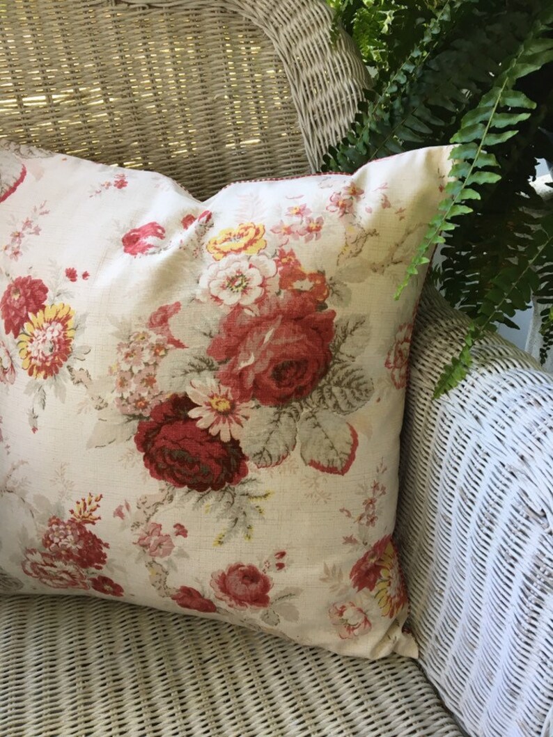 Waverly Norfolk Rose pillow cover. Shabby cottage chic throw Etsy