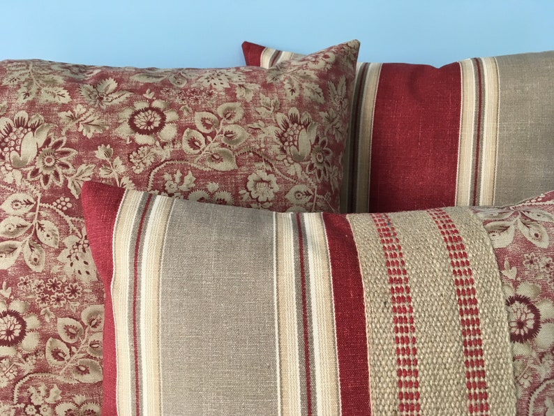 French country pillow. Farmhouse throw pillow cover. Burgundy Etsy