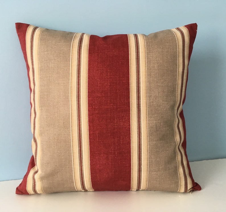 French country pillow cover. Country cottage. Red rust tan. Etsy