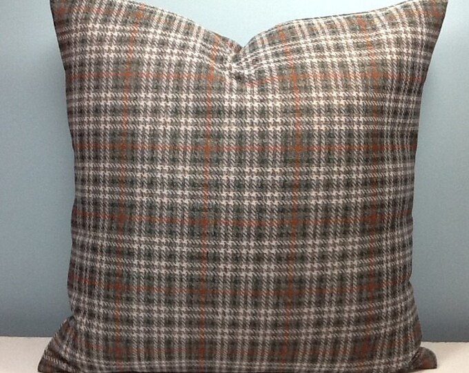 Gray Plaid Pillow Cover. Menswear Decor. Gray Throw Pillow. Masculine