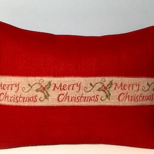 Christmas pillow cover, Farmhouse Christmas throw pillow, Red Christmas pillow cover, Country Christmas pillow With writing, Holiday decor