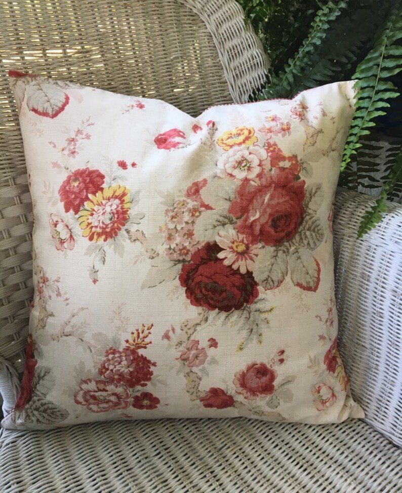 Waverly Norfolk Rose pillow cover. Shabby cottage chic throw Etsy