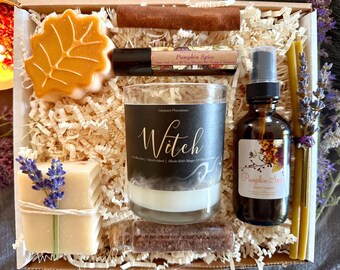 Witch Gift Box: Fall Self-Care Set with Soy Candle & Bath Salts