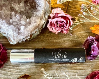 Witch Botanical & Crystal Roll-On Oil - Infused with Clear Quartz and Roses - Organic and Sustainable