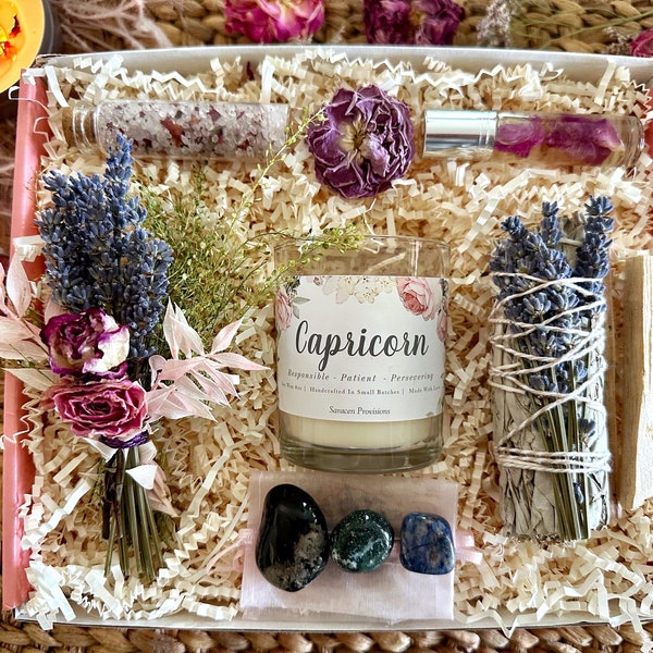 Capricorn Zodiac Crystal Set: Birthday Gift, Astrological Capricorn Stones, Self-Care Metaphysical Kit, Unique Birthday Gift