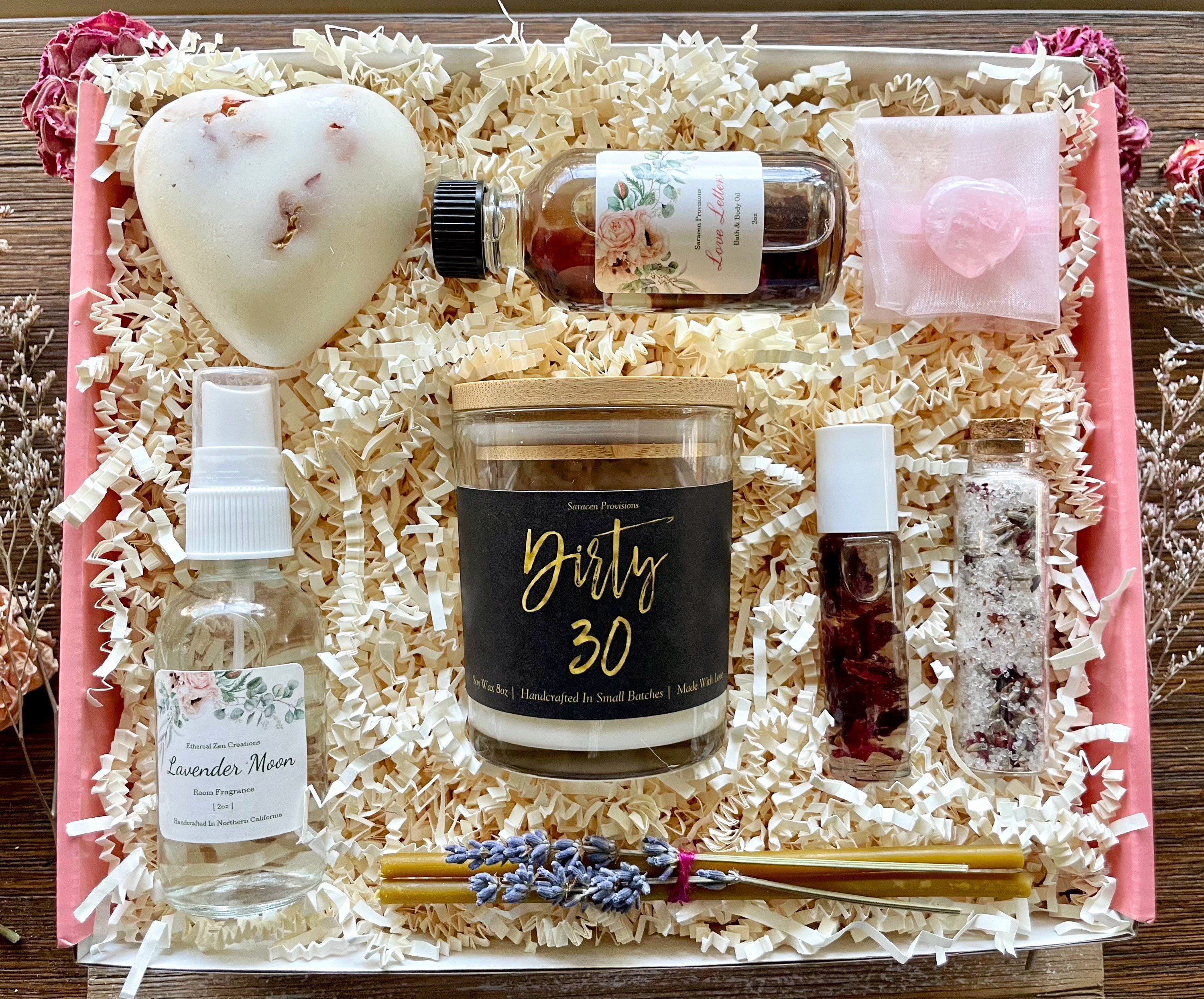Dirty 30 Birthday Floral Spa Gift Box - Unique Self-care Set for