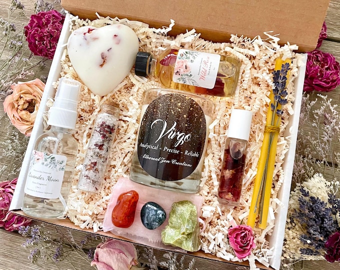 Virgo Zodiac Crystal Gift Box: Self-Care Spa Set