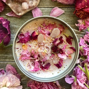 Botanical & Crystal Candle, Goddess Floral Intention Candle