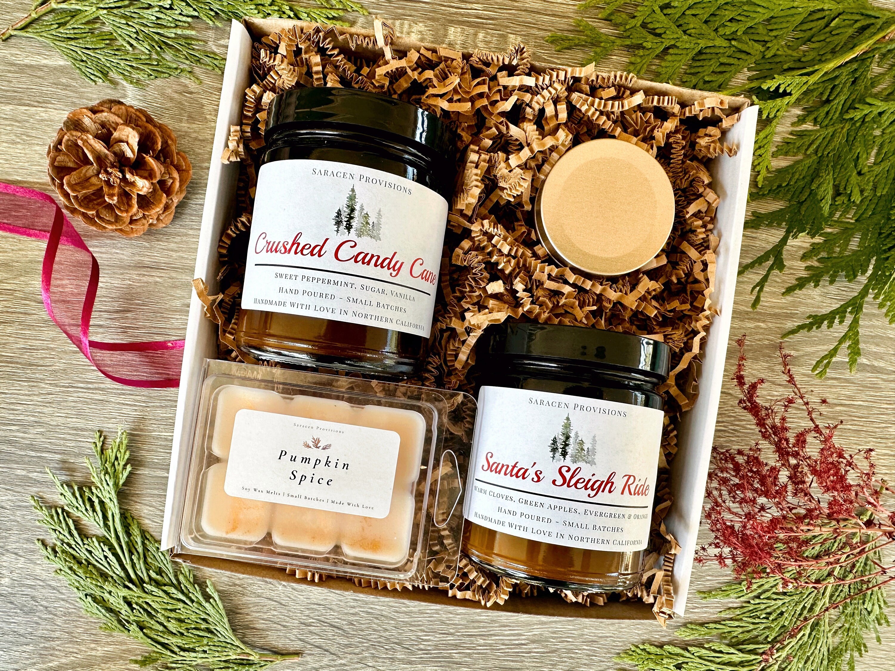 Holiday Candle Gift Box: Soy Wax Candles & Melts, Personalized Card - Etsy