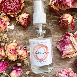 White Sage Spray - White Sage With Rose Quartz, Cleansing Spray,  Sage Spray, Purification Spray, Smokeless Sage