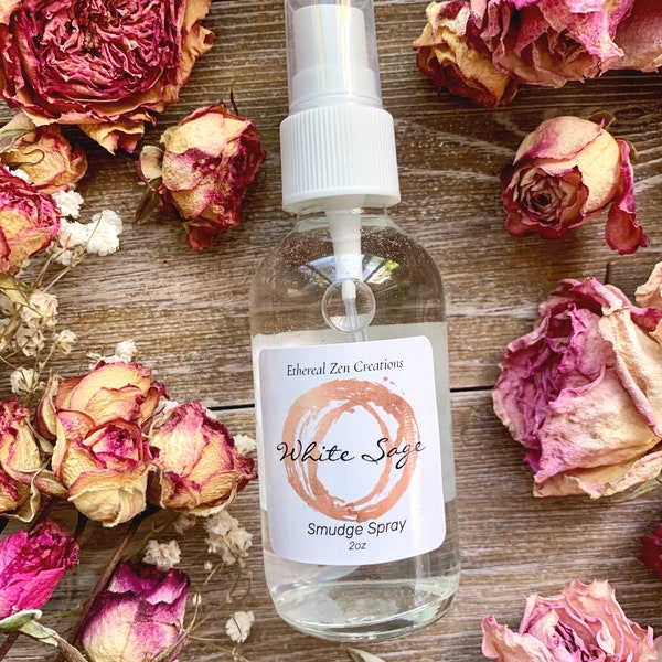 White Sage Spray - White Sage With Rose Quartz, Cleansing Spray,  Sage Spray, Purification Spray, Smokeless Sage