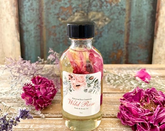 Wild Rose Bath And Body Botanical Oil - Shower And Bath Oil, Gifts For Her - Spa Gifts, Moisturizing Oil Rose