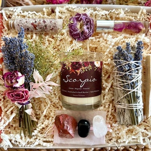 Scorpio Zodiac Astrology Crystal Gift Box, Crystals For Sun Sign, Gift Wrapped Self Care, Birthday Gift For Her