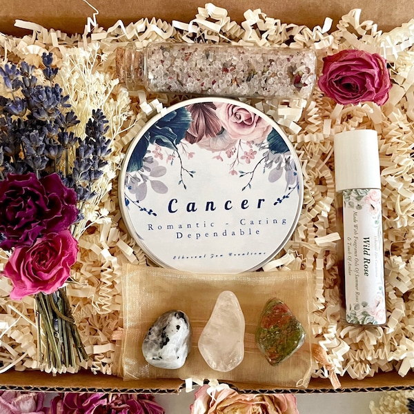 Cancer Zodiac Sign Crystal Gift Box, Crystals, Zodiac Birthday Gift For Her, Astrology Gift,