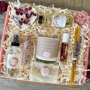 Self Care Gift Box with Crystal, Positive Energy Spa Set, Stress Relief Care Package, Wellness Gift Set, Spiritual Gift