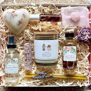 Long Distance Friendship Gift, I Wish You Lived Next Door- Best Friend Gift Box - Floral And Crystal Spa Self Care