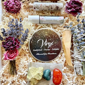 Virgo Zodiac Gift Box: Floral Crystal Spa Set, Astrology Birthday Gift