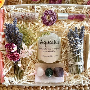 Aquarius Zodiac Sign Crystal Gift Box, Zodiac Gift, Crystals, Birthday Gift Box, Metaphysical, Zodiac Stones, Aquarius Gift, Astrology