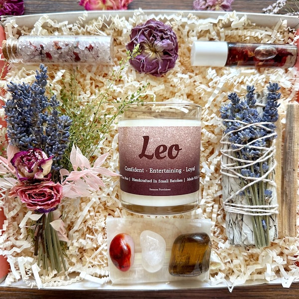 Leo Zodiac Spa Gift Box: Crystal & Botanical Self-Care Set