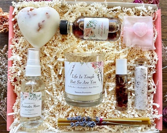 Empowering Self-Care Spa Box, Life Is Tough Floral Gift Set, Thinking Of You, Strength-Symbol, Stress Relief, Resilience Reminder