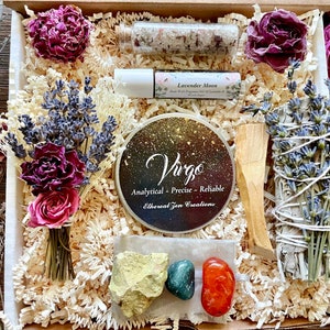 Virgo Zodiac Spa Gift Box: Handcrafted Floral & Crystal Set - Perfect Astrology Witchy Birthday Gift for Her