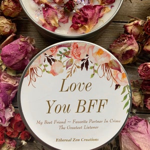BFF Botanical & Crystal Candle | Best Friend Gift | Gift for Her | Aromatherapy Candle | Handcrafted