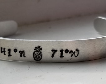 Coordinates Bracelet with a Pineapple stamp