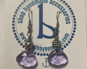 Purple crystal dangle earrings