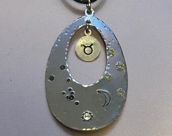 Handstamped Taurus necklace