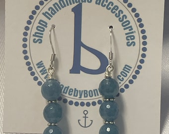 Earrings blue Apatite beads 846