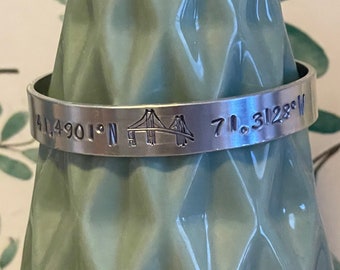 Customized Handstamped Aluminum Cuff bracelet
