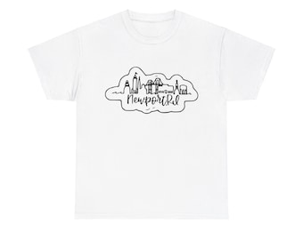 My Original Newport Skyline Drawing  Heavy Cotton Tee